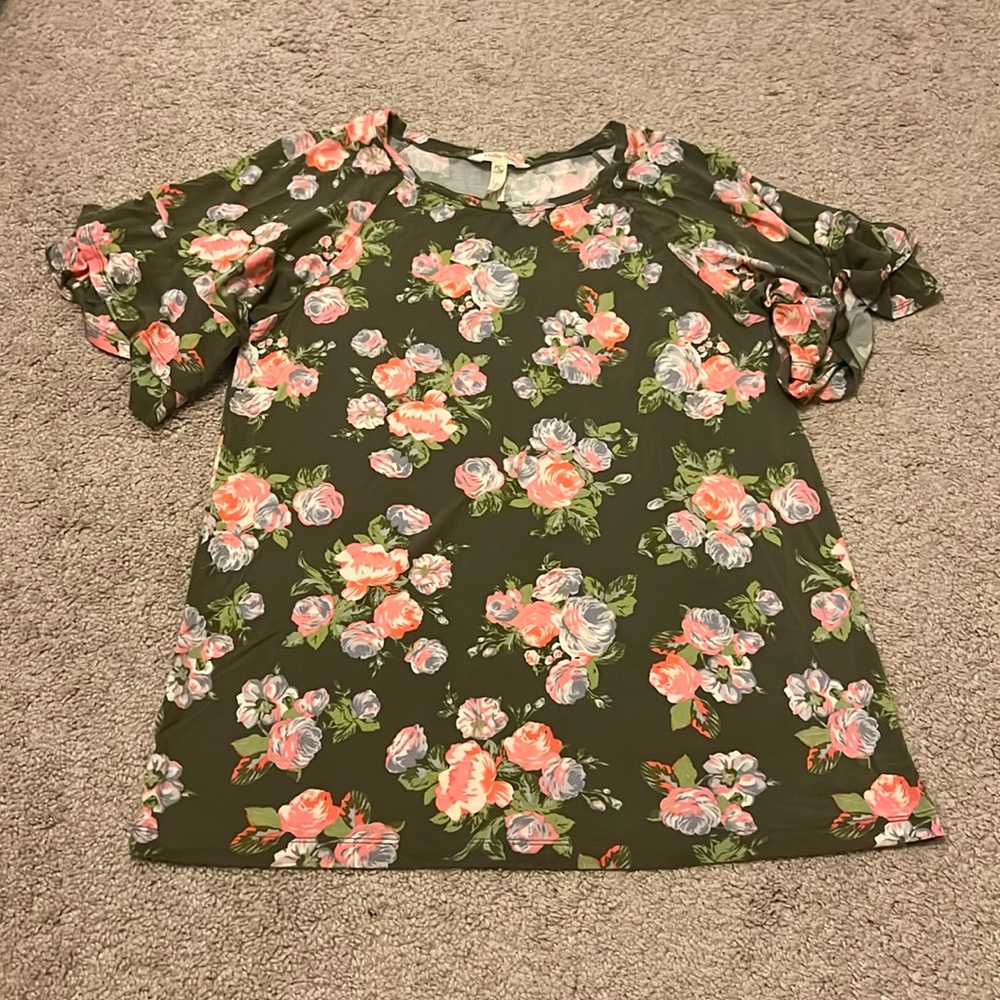 Matilda Jane Flouncy Poet Sleeve Lets Go Together Floral Tee Womens Size‎ Small